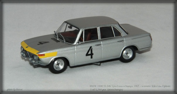 BMW 1800 TI 24h Spa-Francochamps 1965 winners: #4 Ickx/van Ophem, le 1 of 1,344pcs. (minichamps)