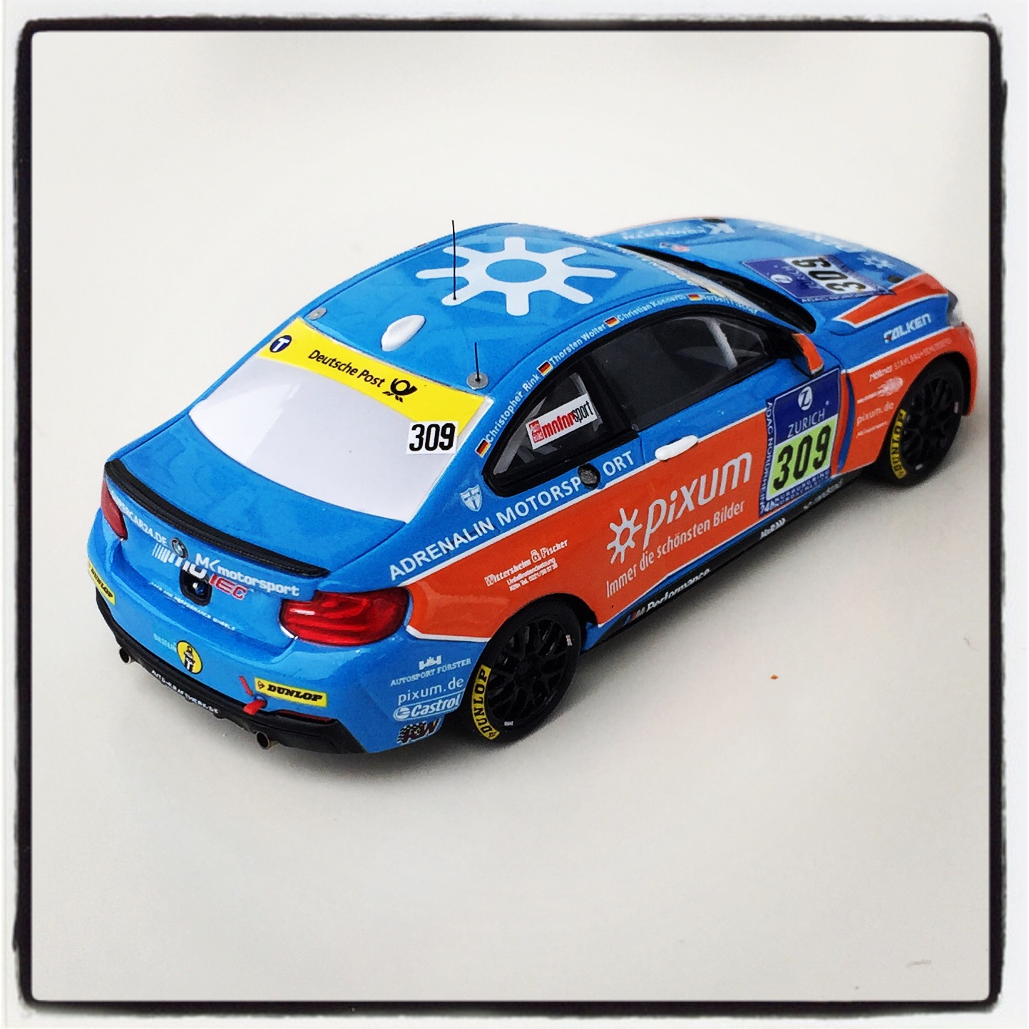 BMW M235i (F22) Racing, Pixum Team - Adrenalin Motorsport, 24h Nurburgring 2015, #309 Fischer/Konnerth/Wolter/Rink, le 1 of 250pcs. (minichamps)